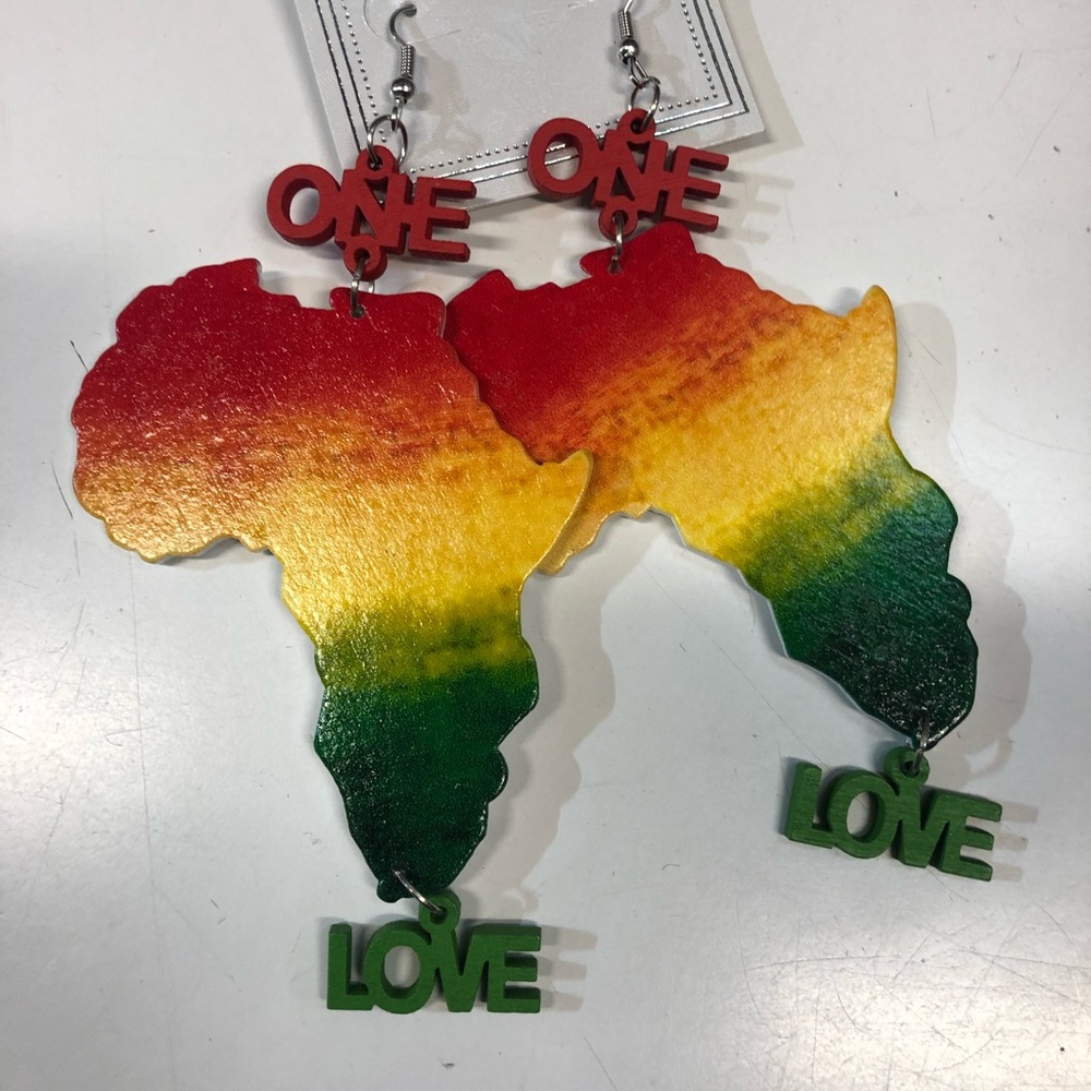 Rasta Color One Love Earrings